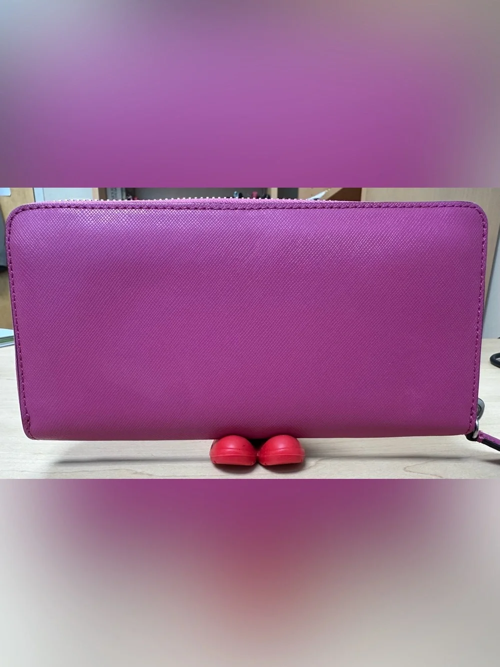 Coach Magenta Crossgrain Leather Zip Around Wallet 🩷 - Picture 3 of 6